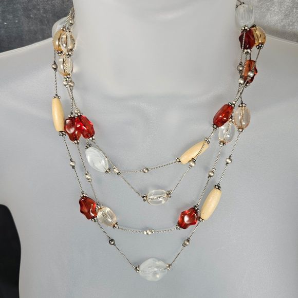 Premier Designs Austin Necklace Lucite Beaded Multi Strand Draping Station Jewel - Picture 6 of 11